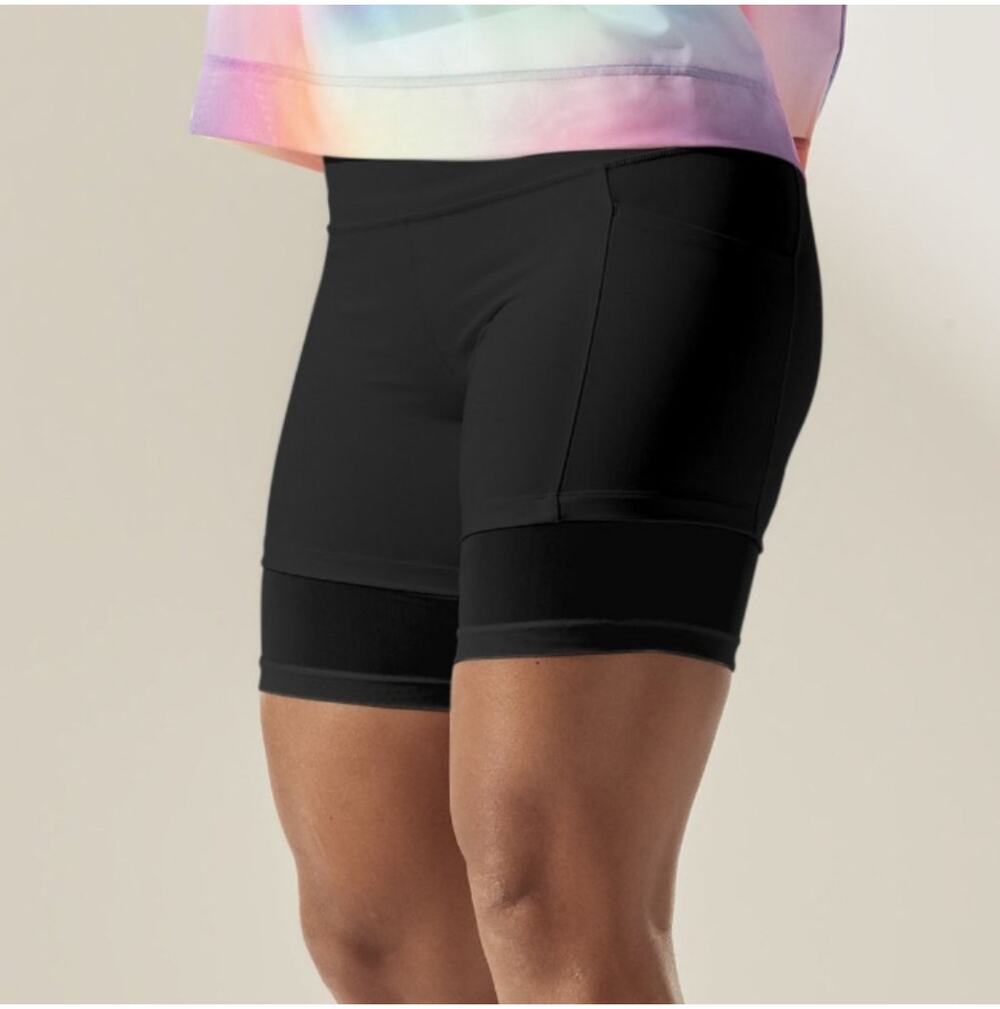 Athleta Shorts Womens Small Black Mesh Me Up 8" Biker Yoga Athletic Workout Gym